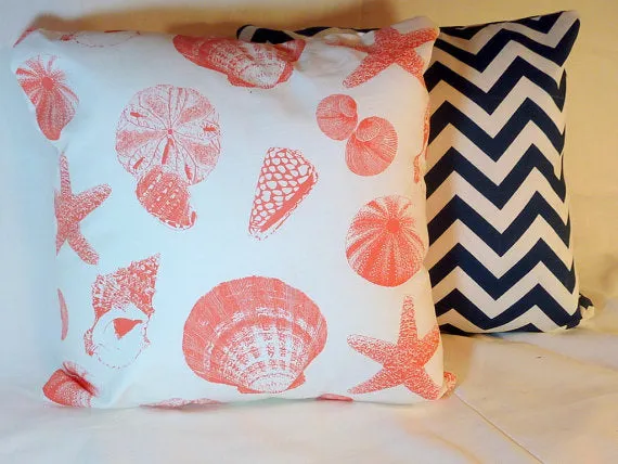 Premier Prints Shells Printed Cotton Pillow Cover, Beach house decor