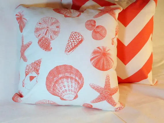 Premier Prints Shells Printed Cotton Pillow Cover, Beach house decor