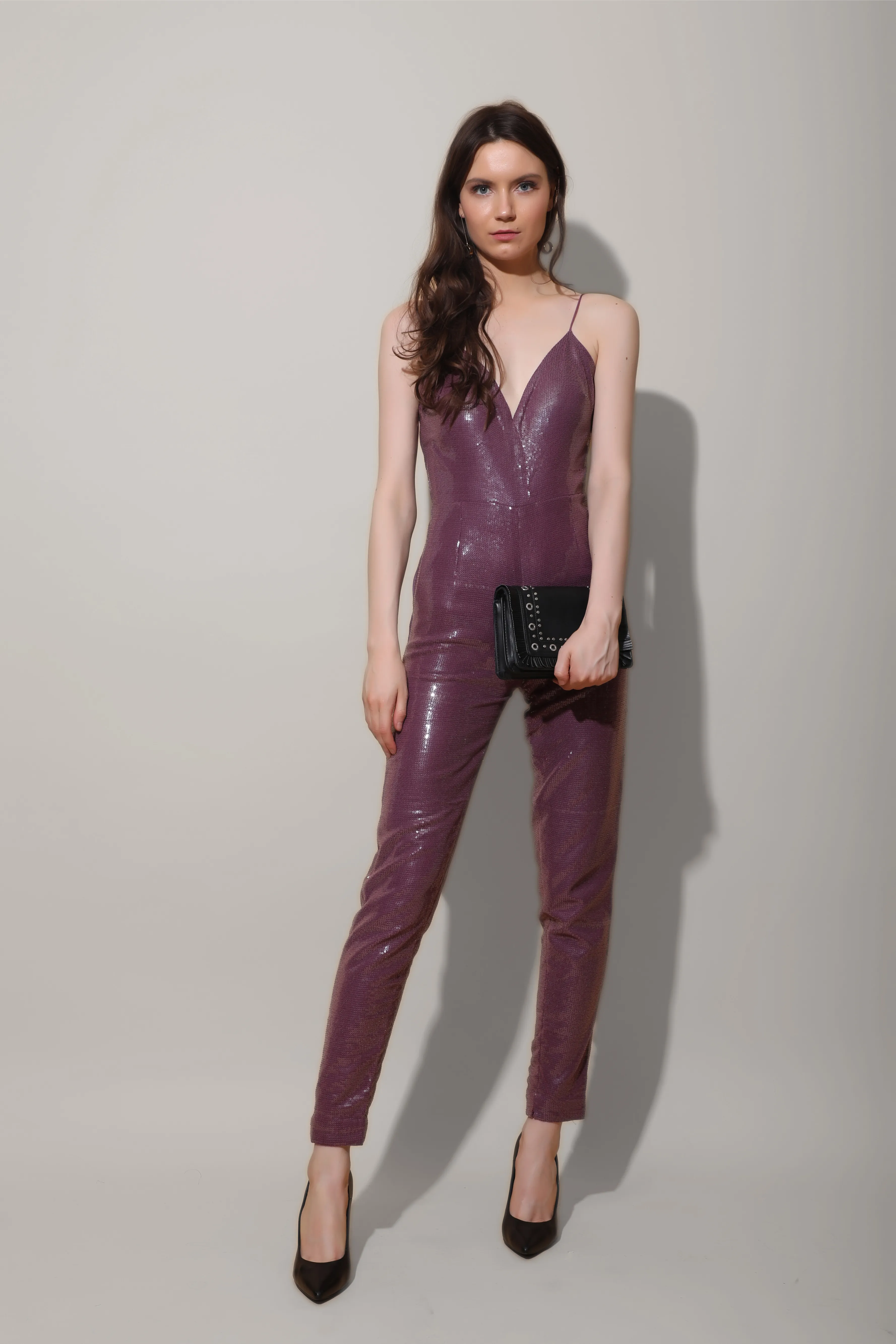 Purple Sequins Jumpsuit