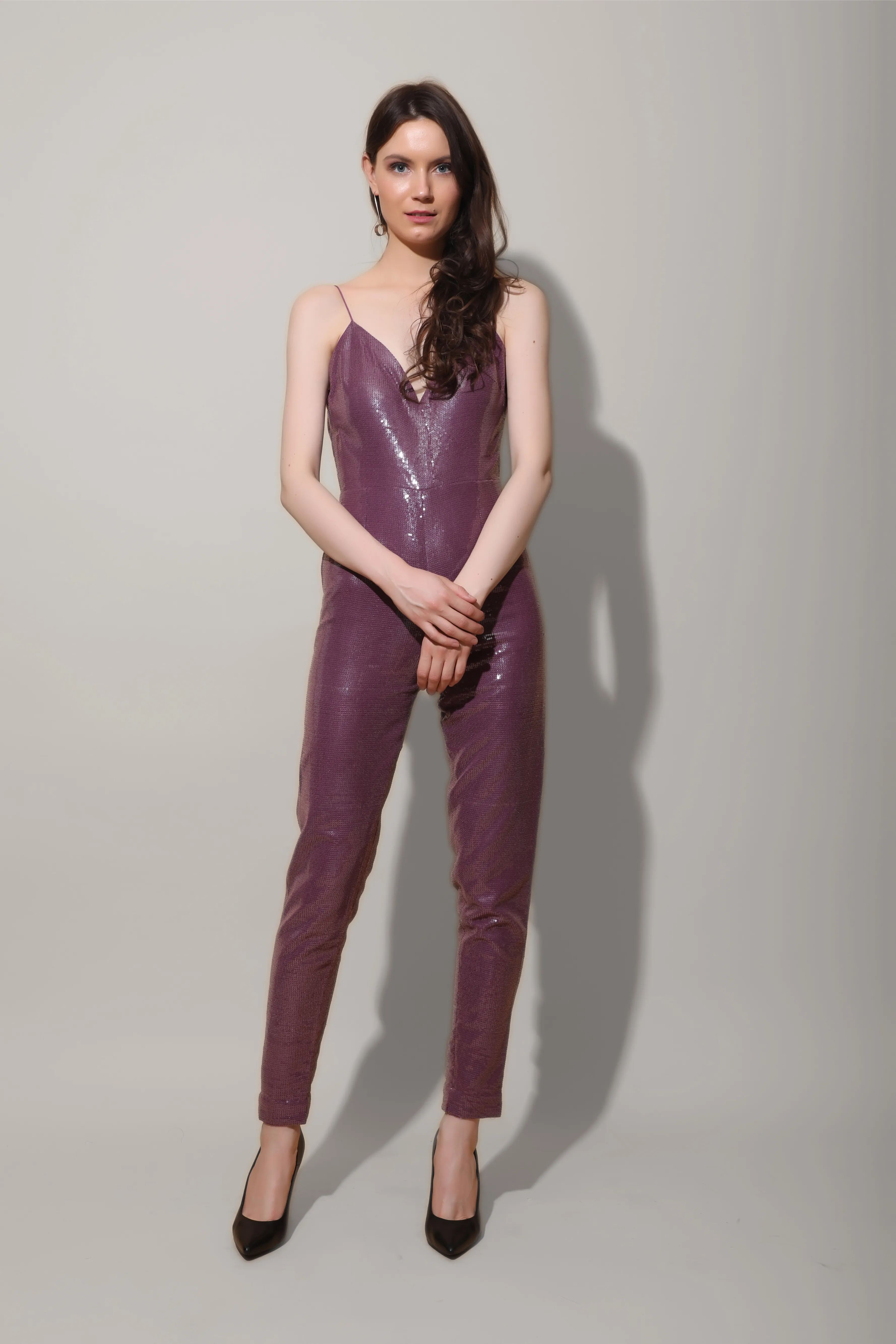 Purple Sequins Jumpsuit