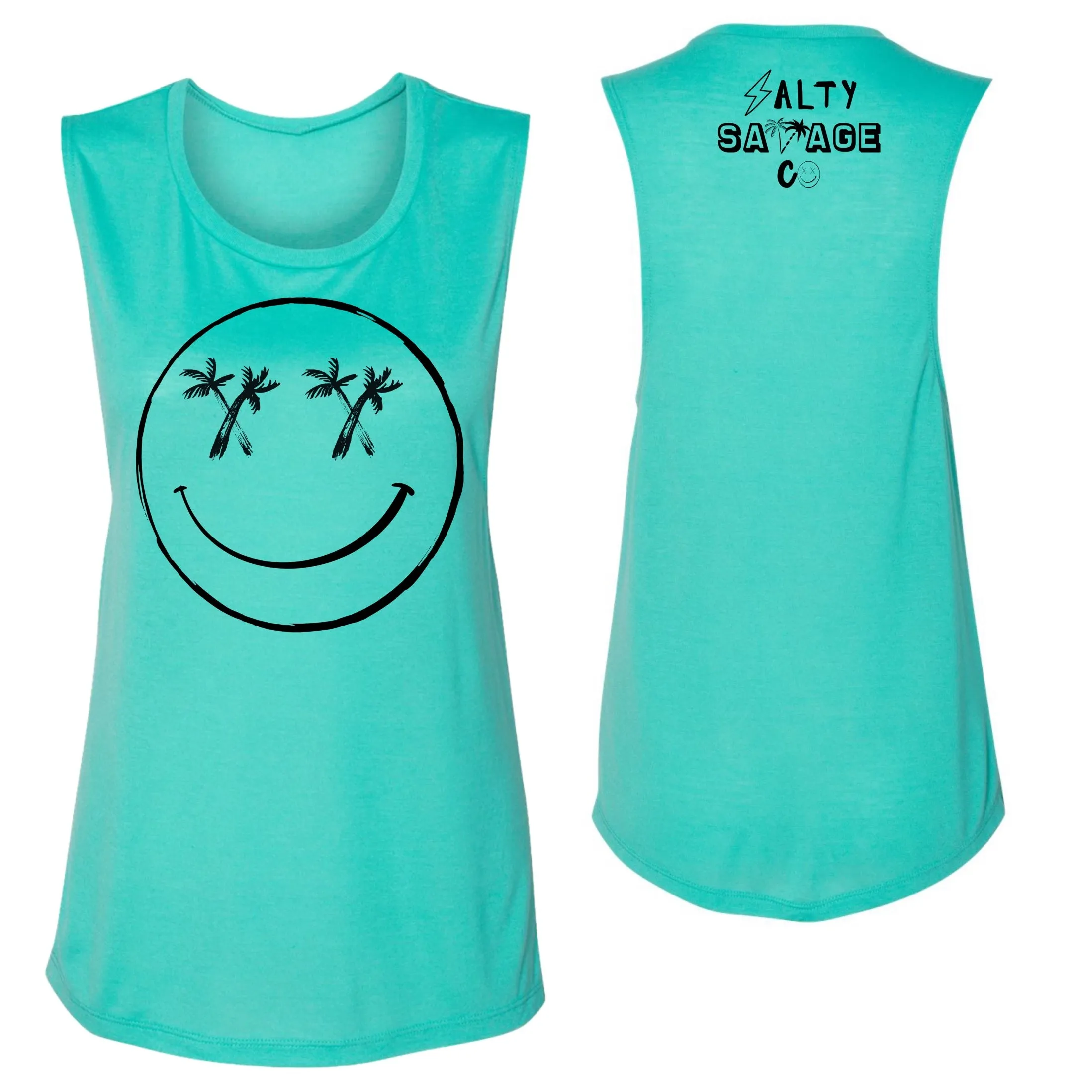 Salty Savage Ladies "Palm Smile" Muscle Tank