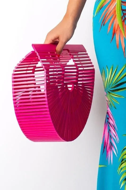 Santorini Bamboo Fuchsia Bag