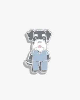 Schnauzer in Scrubs Lapel Pin