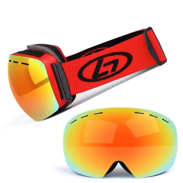 Ski Goggles Double Layer Durable Mirrored uV400 Scratch Resistant Lens