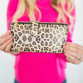 Slim Credit Card Zippered Wallet- Leopard