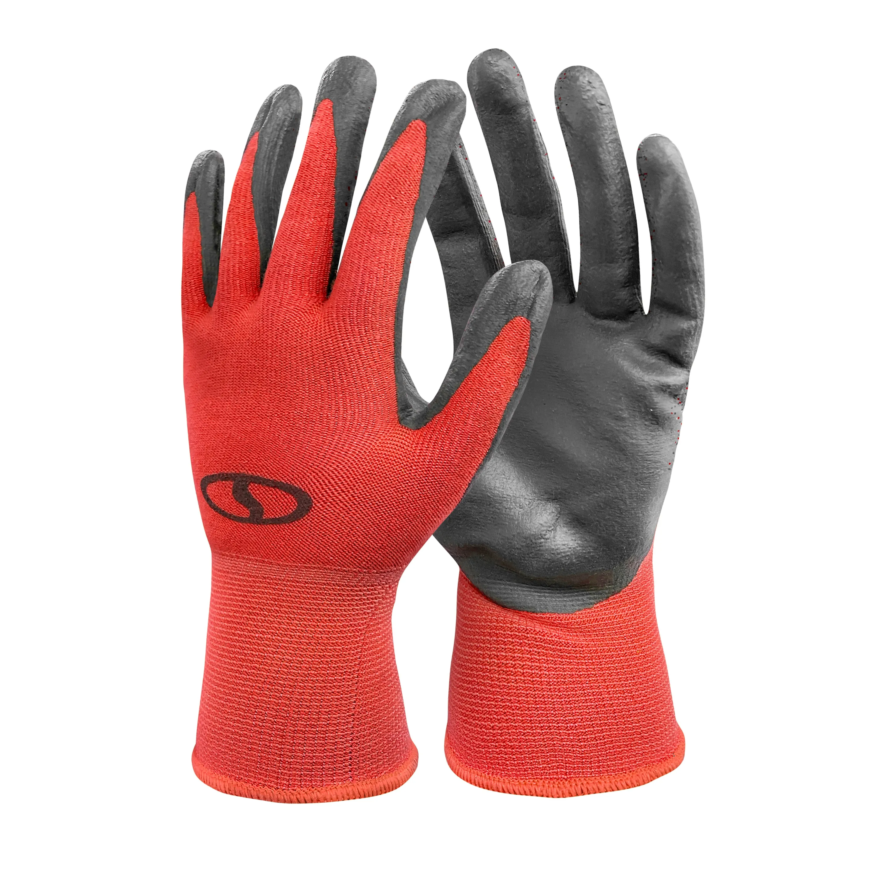 Sun Joe GGNP-S3-RED Reusable Nitrile-Palm Gloves | Tactile | Washable | One Size Fits Most | Set of 3 (Red)