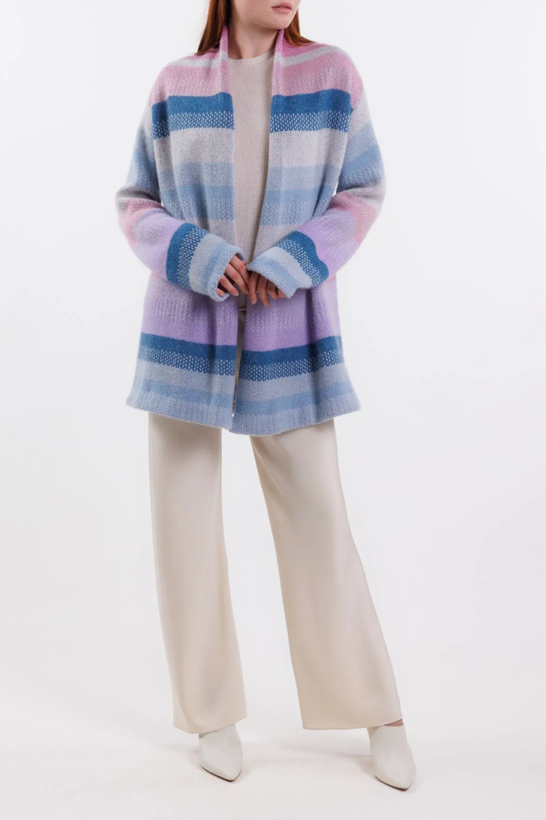 SUSTAINABLE VARIEGATED STRIPE CARDIGAN