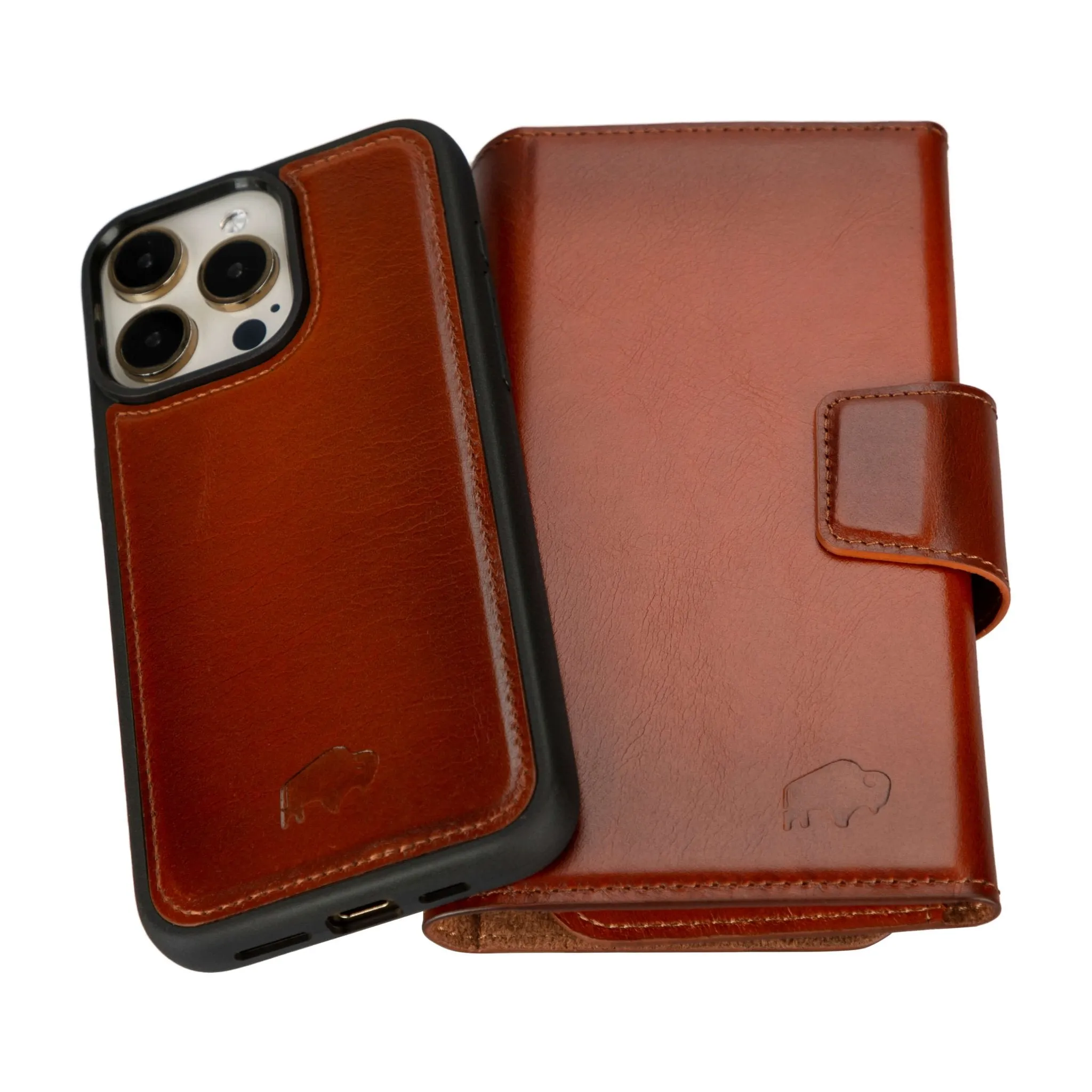 Tudor iPhone 15 Pro Max Wallet Case, Burnished Tan