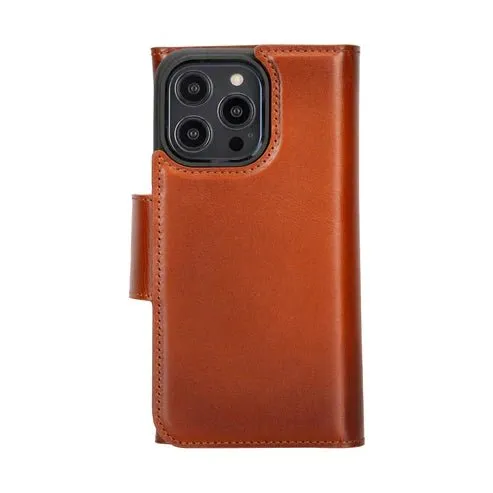 Tudor iPhone 15 Pro Max Wallet Case, Burnished Tan