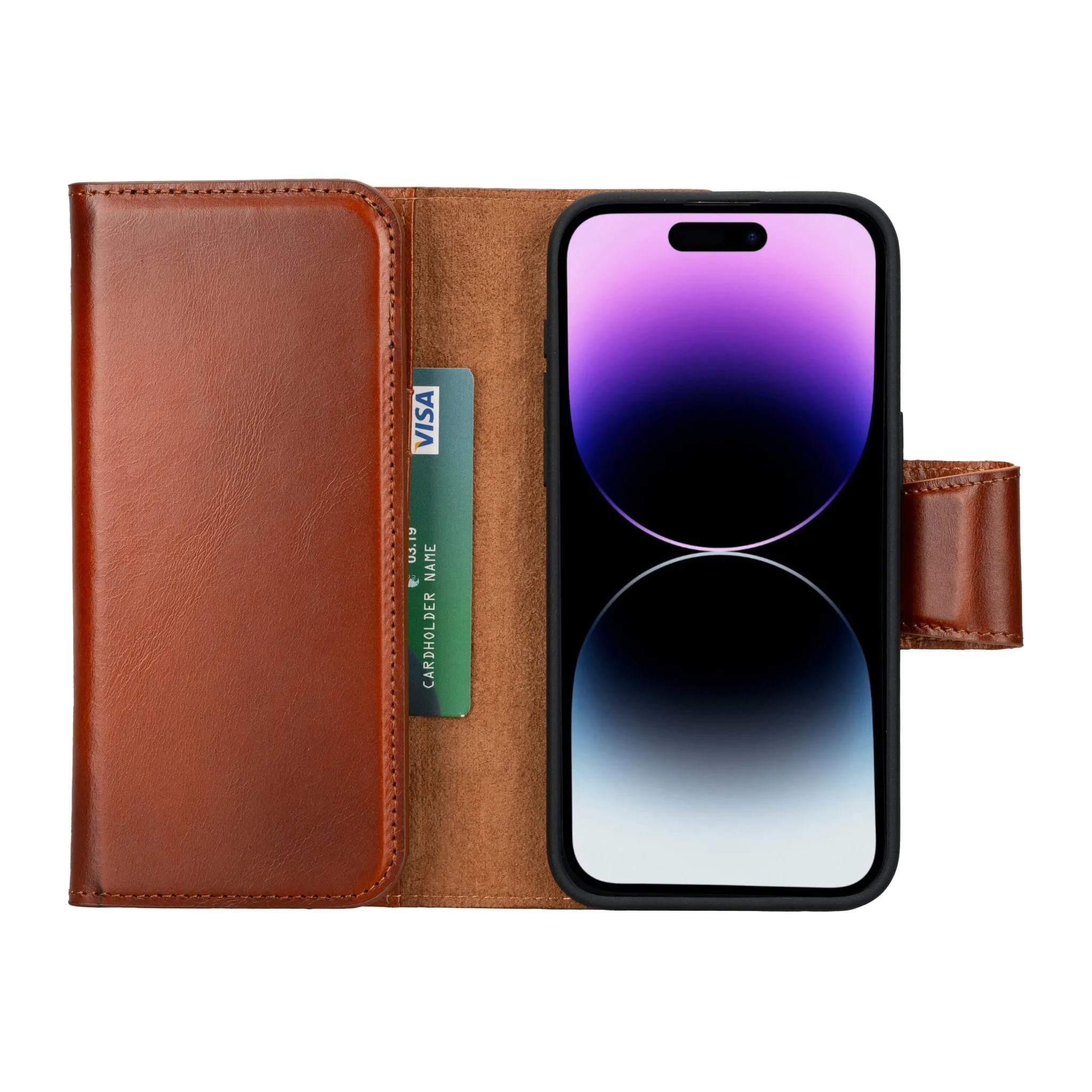 Tudor iPhone 15 Pro Max Wallet Case, Burnished Tan