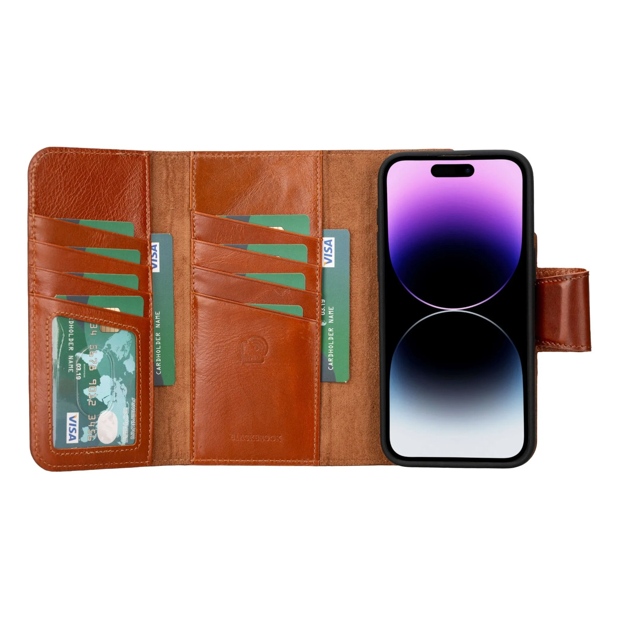 Tudor iPhone 15 Pro Max Wallet Case, Burnished Tan