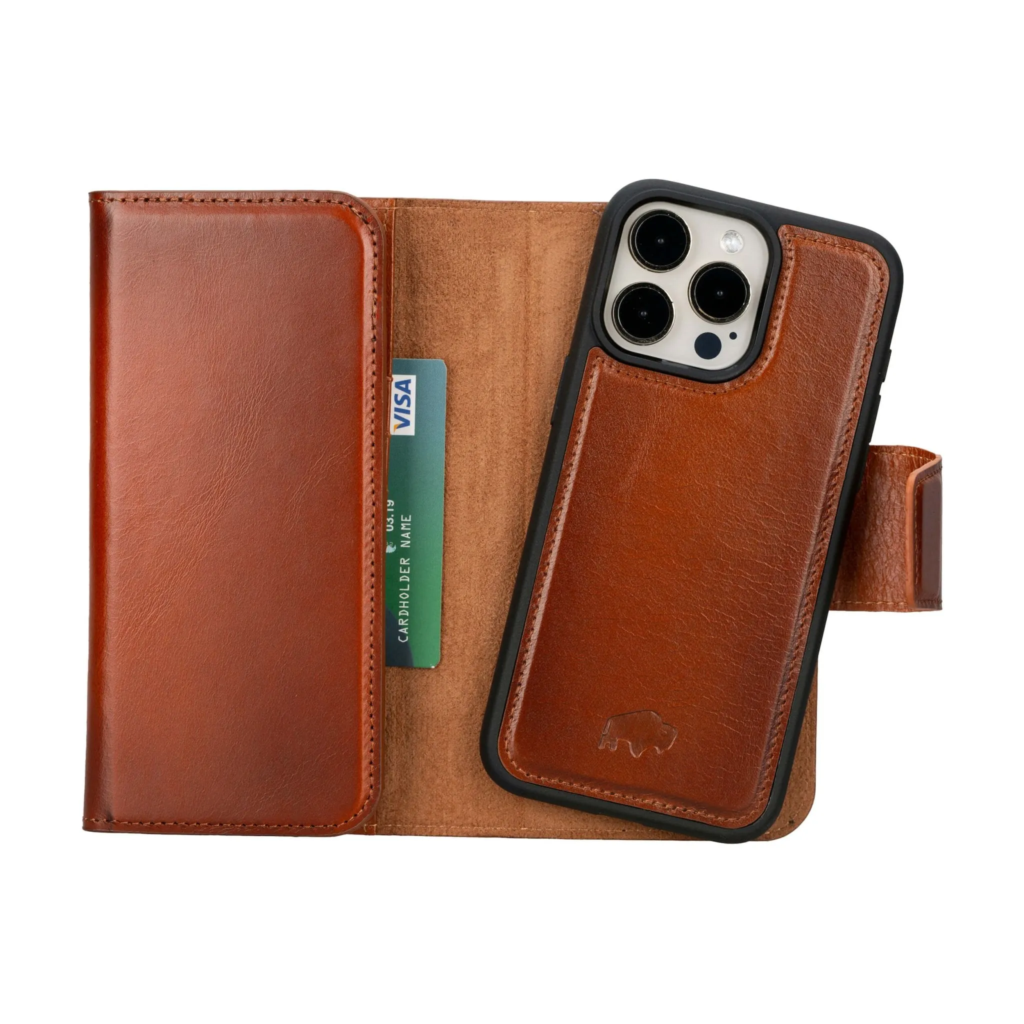 Tudor iPhone 15 Pro Max Wallet Case, Burnished Tan