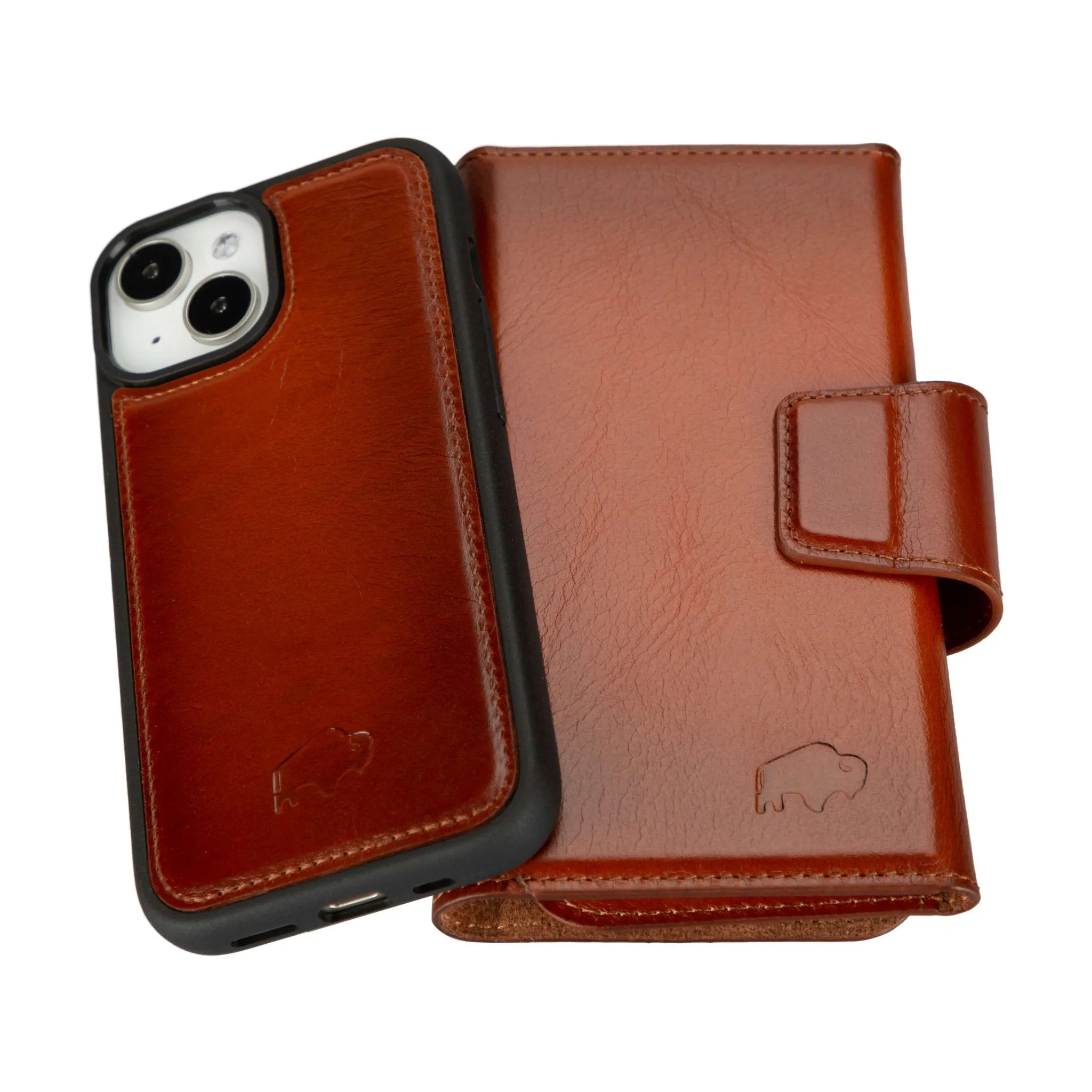 Tudor iPhone 15 Wallet Case, Burnished Tan