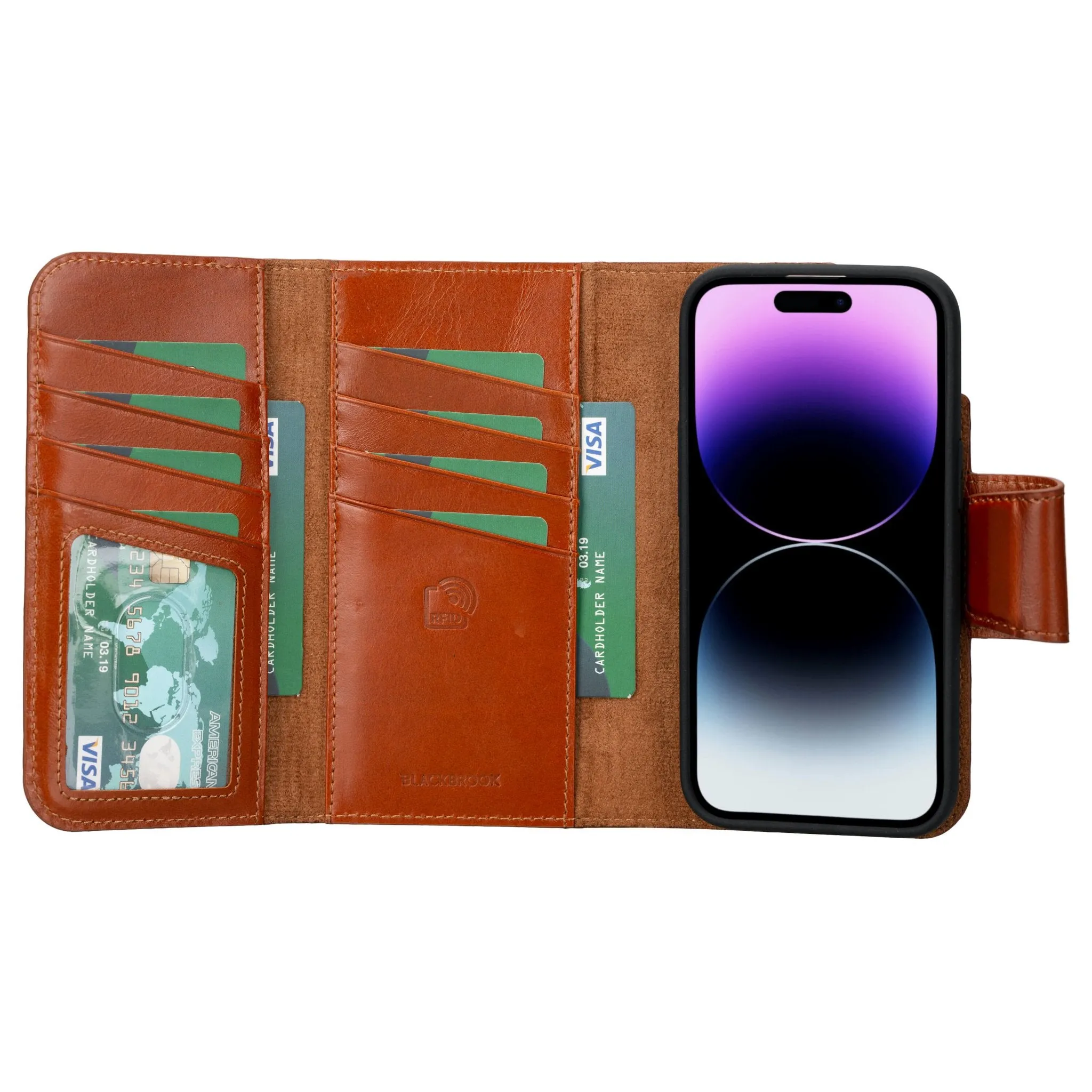 Tudor iPhone 15 Wallet Case, Burnished Tan